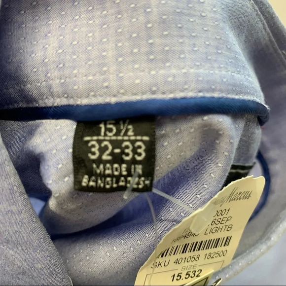 Jachs Mens Dress Shirt‎ 15.5 32-33 Light  Blue New Long Sleeve Casual Business - Picture 9 of 11